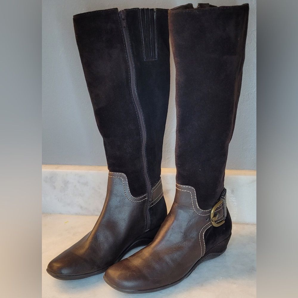 ANTONIO MELANI Brown Leather Heeled Boot Shoes Size 6 M